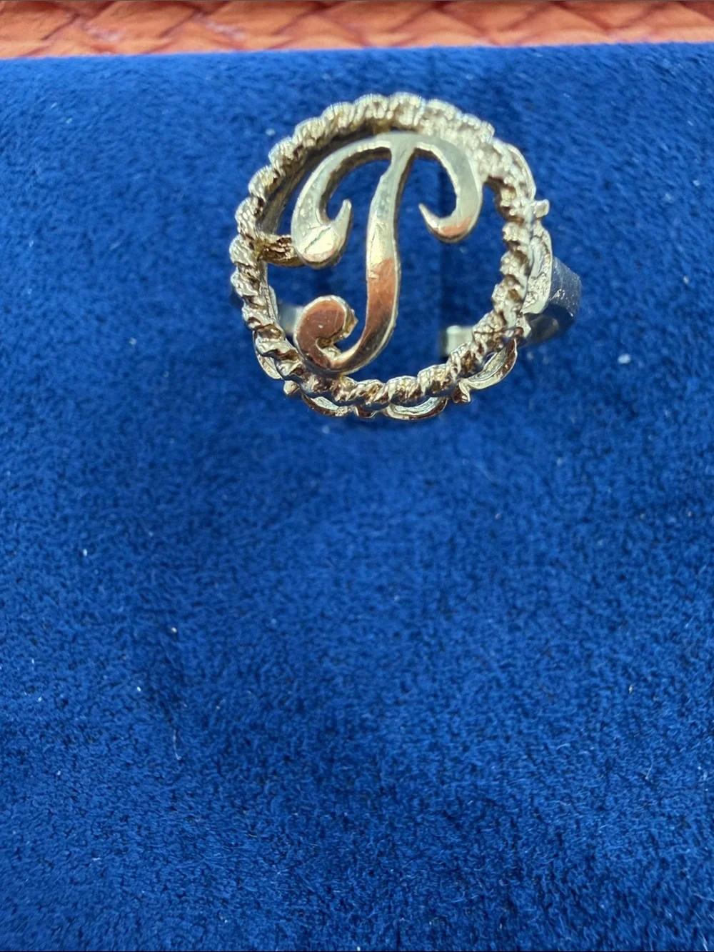 14K Gold Initial 'P' Monogram Ring - Elegant Women's Jewelry
